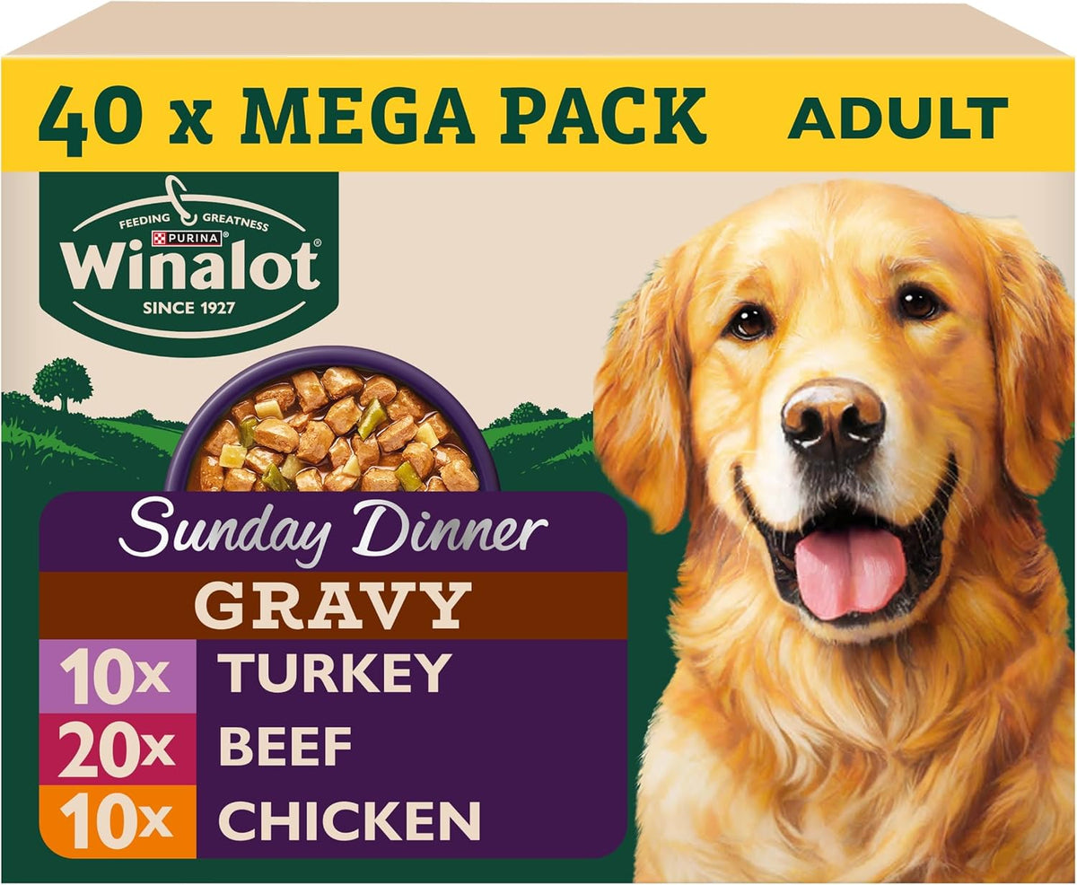 WINALOT Sunday Dinner Mixed in Gravy Wet Dog Food Pouches 40x100g rosh posh LTD