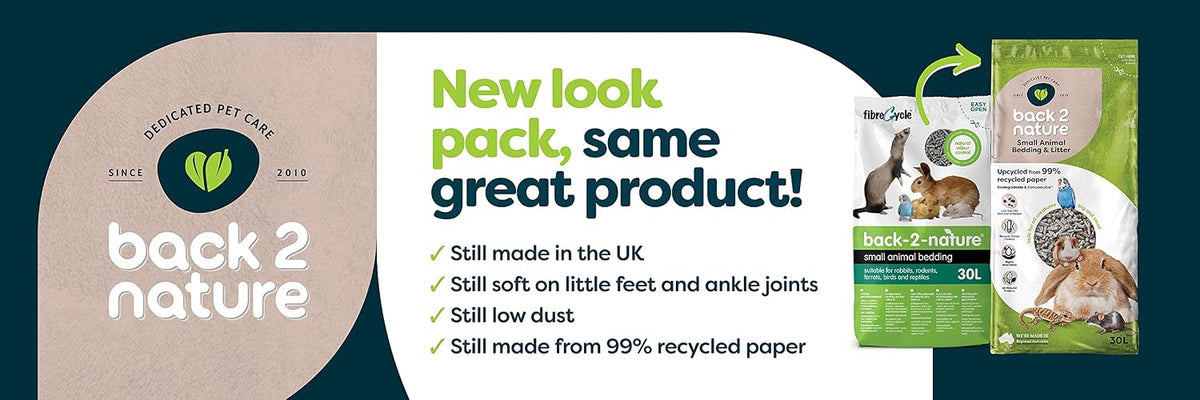 Back2Nature Small Animal Bedding (20L) - Non-Toxic Recycled Paper Rosh Posh LTD