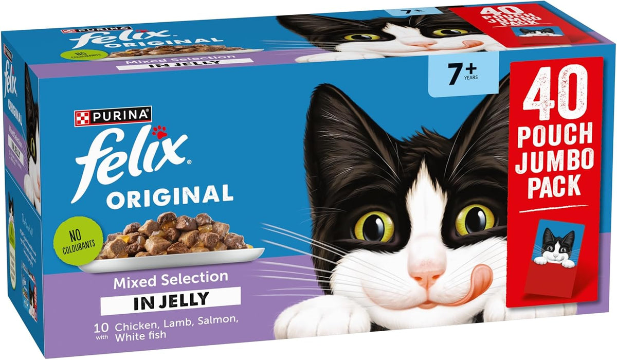 Cat Food – 40 × 85g  ### Product Description  FELIX Original Senior  Rosh Posh LTD