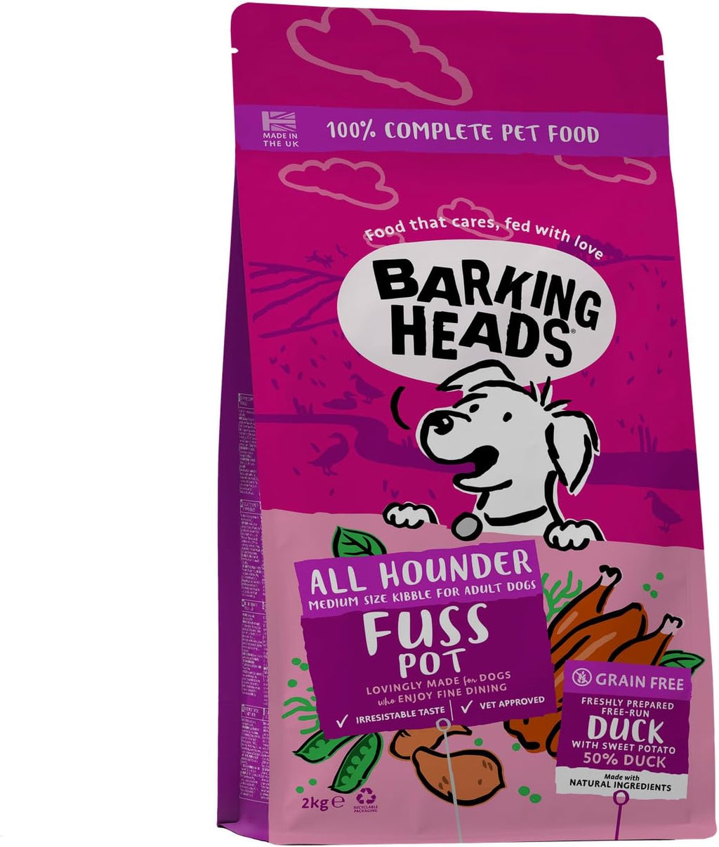 Barking Heads Complete Dry Dog Food 2kg - Adult All Hounder Fuss Pot Duck Rosh Posh LTD