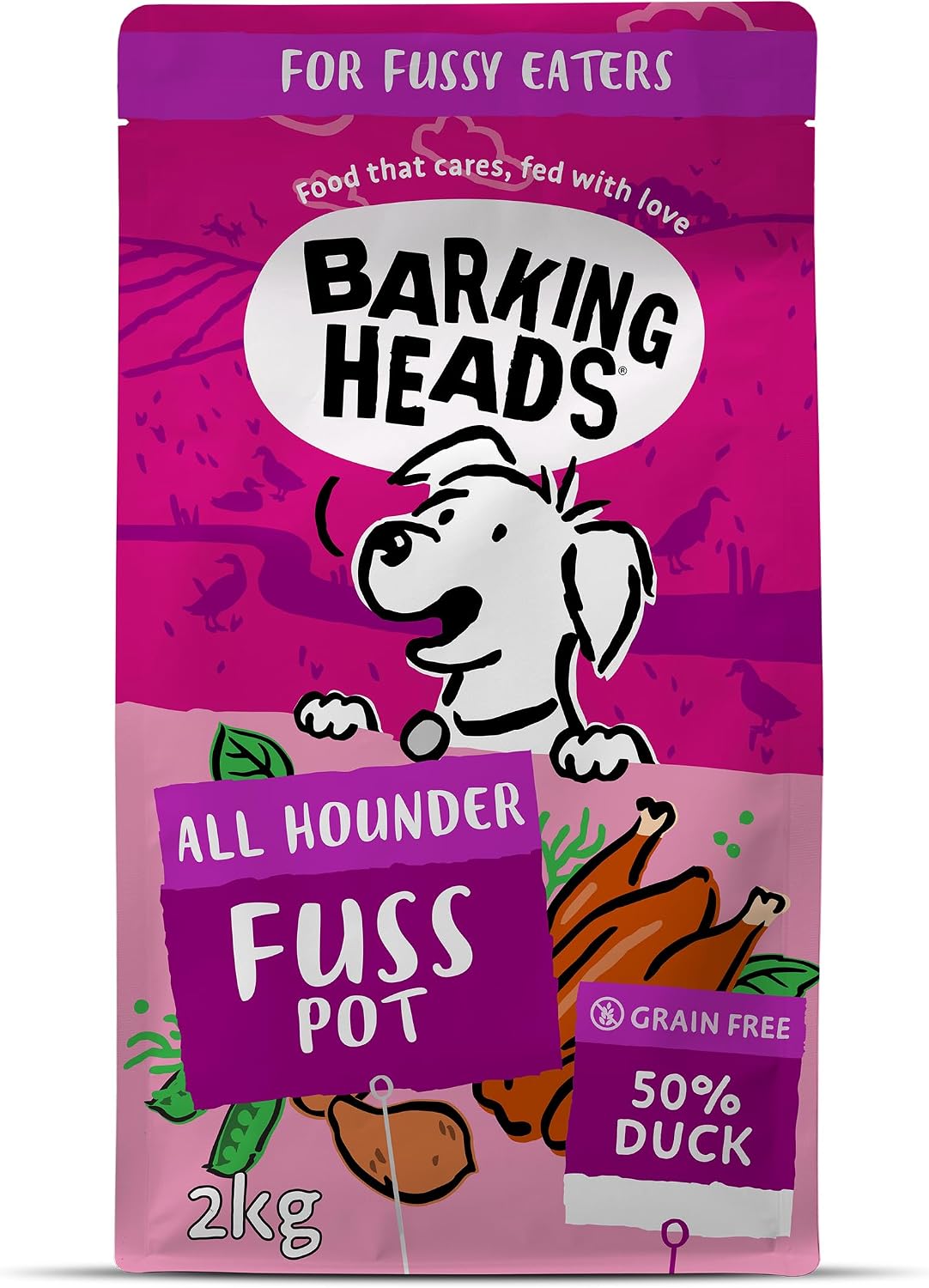 Barking Heads Complete Dry Dog Food 2kg - Adult All Hounder Fuss Pot Duck Rosh Posh LTD
