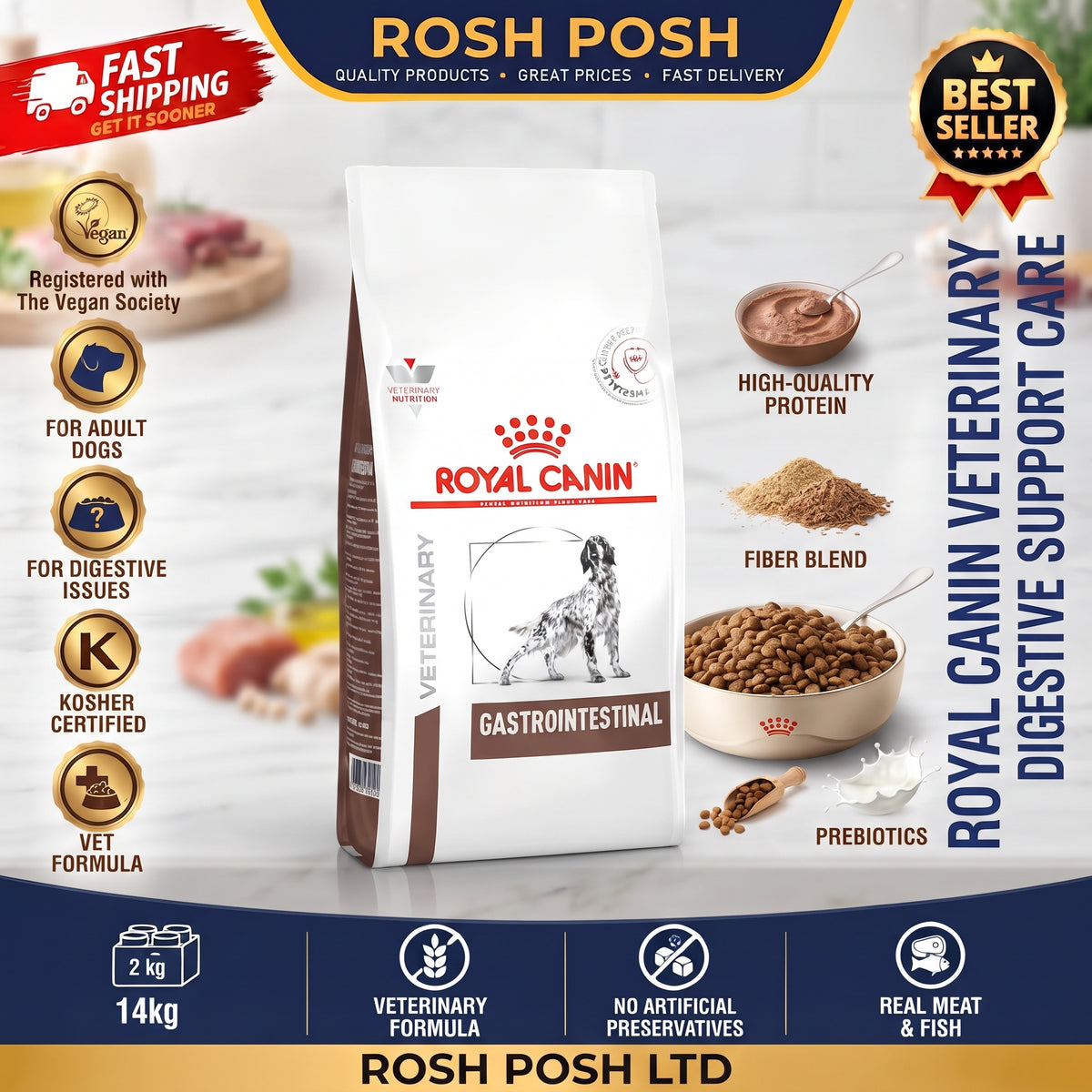 ROYAL CANIN Veterinary Health Nutrition Gastrointestinal Dry Dog Rosh Posh LTD