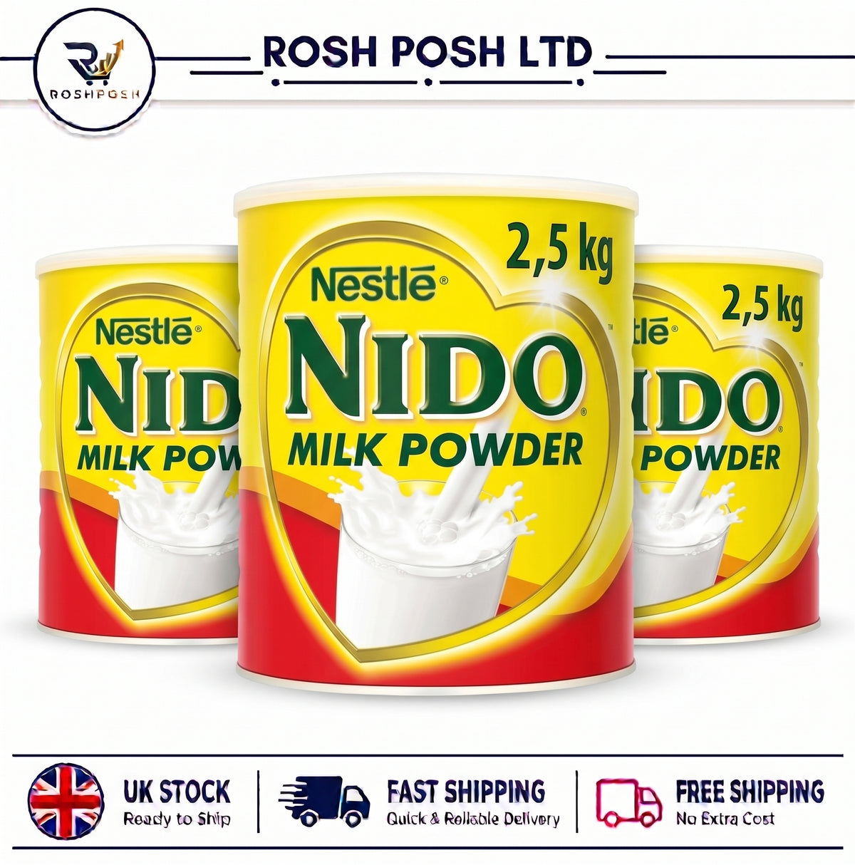 NIDO Full Cream Milk Powder 2.5kg | Instant Milk | Rosh Posh Ltd