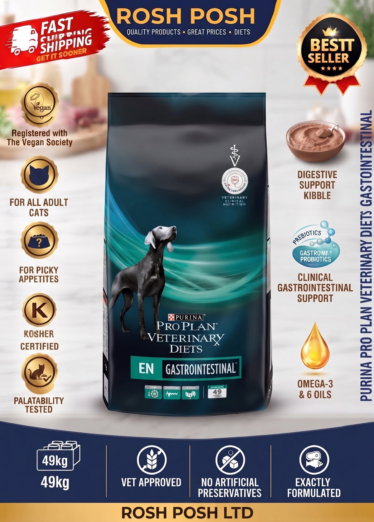 PRO PLAN VETERINARY DIETS EN Gastrointestinal Dry Dog Food 1.5kg Rosh Posh LTD