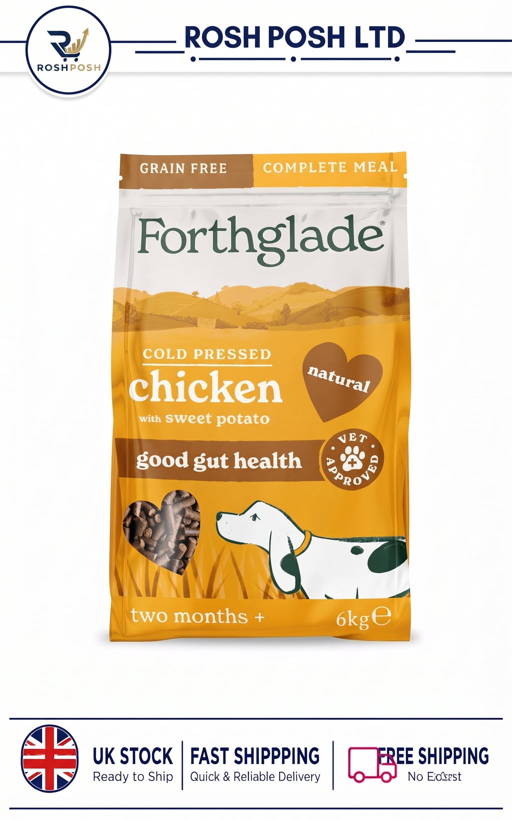 Forthglade Dry Dog Food, Cold Pressed (6kg),Rosh Posh