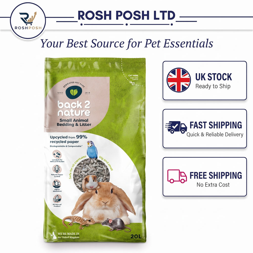 Back2Nature Small Animal Bedding (20L) - Non-Toxic Recycled Paper Rosh Posh LTD