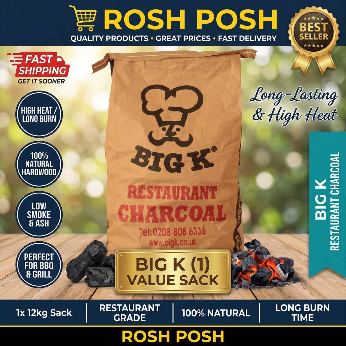 Big K Chilla-Grilla Lumpwood Charcoal 12kg | Rosh Posh Ltd