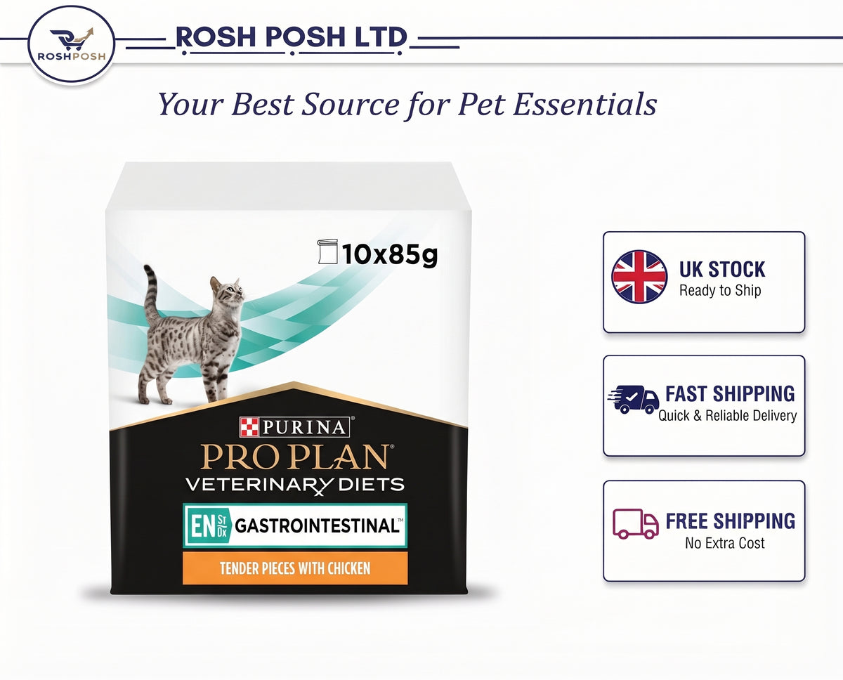 PRO PLAN VETERINARY DIETS EN Gastrointestinal Chicken Wet Cat Food 10x85g Rosh Posh LTD