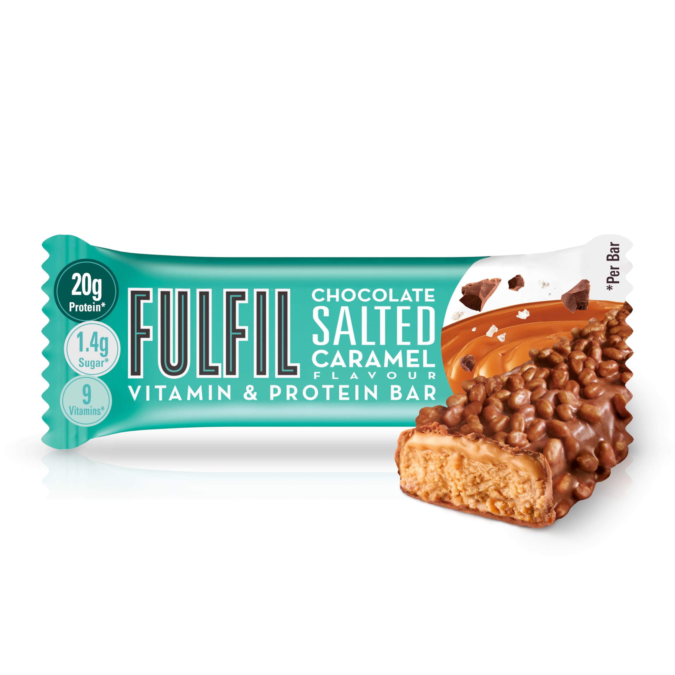 FULFIL Vitamin and Protein Bars, Chocolate Salted Caramel Flavour, 15 x 55g