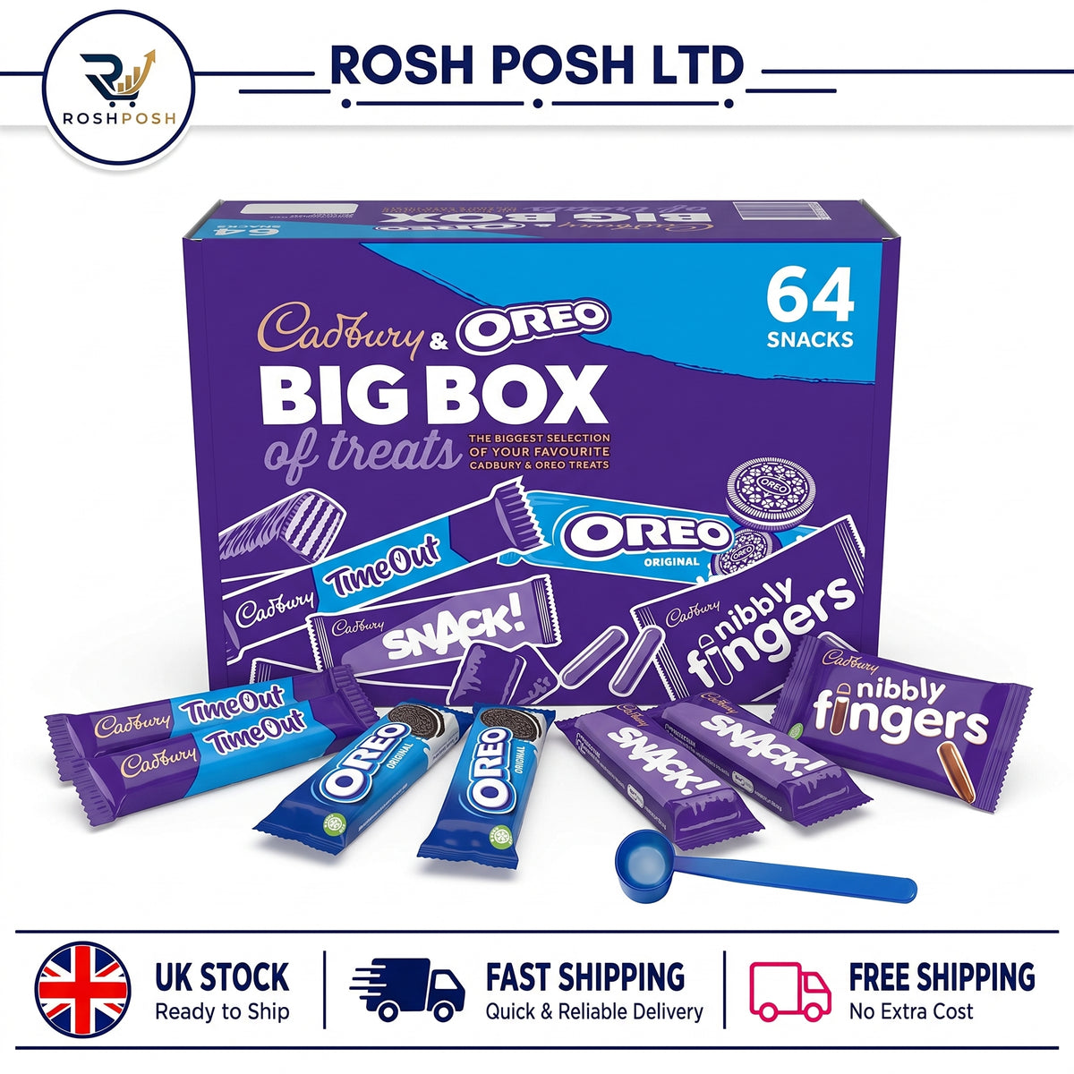 Cadbury & OREO Big Box of Treats 64 Snacks 1.618kg  | Rosh Posh Ltd